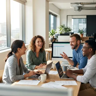 sales people in a meeting